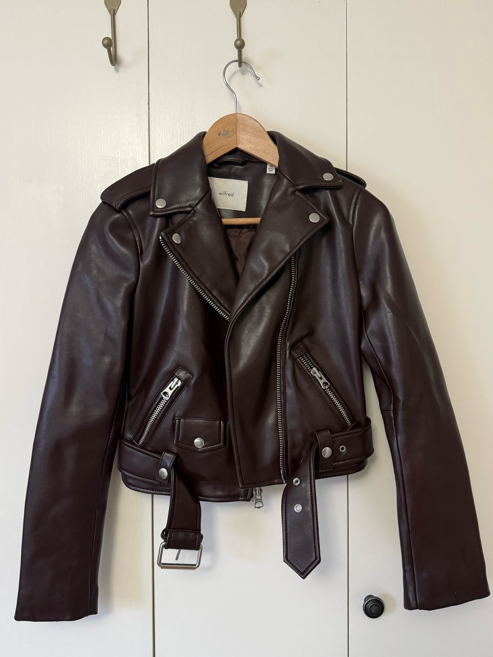 Aritzia Wilfred Chocolate Brown Faux Leather Jacket